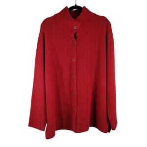 Coldwater Creek Wool Cozy Winter Comfy Stretchy Red Button-Up Cardigan Sweater